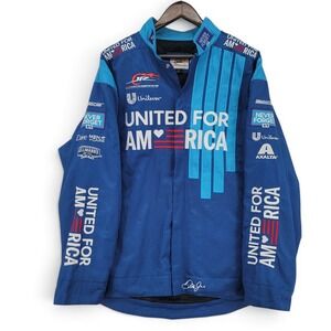 Dale Earnhardt Jr JR Motorsports Jacket Mens XL NASCAR Racing Unilever Blue Snap